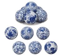 OLYCRAFT 6pcs Blue and White Porcelain Balls 6cm Handmade Decorative Chinoiserie Bead 2.5mm Hole Ceramic Orbs for Centerpiece Bowl Vases Tray Tables Home Holiday Decoration - 6 Styles