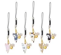 OLYCRAFT 6Pcs Japanese Style Cat Phone Charm Alloy Lobster Claw Clasps Cat Charms Cellphone Strap Pendant with Zinc for Backpack, Wallet, Keychain Pendant Accessories