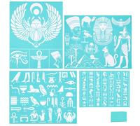 OLYCRAFT 6pcs Self-Adhesive Silk Screen Printing Stencil Egypt Silk Screen Stencil Egyptian Hieroglyph Stencils Reusable Pyramids Sphinx Mesh Transfer with 1pc Scraper for Painting on Wood DIY T-Shirt