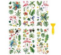 OLYCRAFT 6pcs/Set Tropical Jungle Rub on Transfers for Furniture and Crafts 15x30cm Summer Flamingo Furniture Decals Monstera Deliciosa Transfer Stickers Rub on Decals for Wood Furniture Home Decor