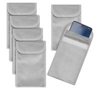 OLYCRAFT 6Pcs Signal Blocking Bag 17.8x11.9cm EMF Blocking Shield Sleeves for Cell Phone EMF Protection Phone Sleeve Security Pouch Silver Faraday Bag for Phones Privacy Protection -3mm Thick