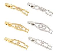 OLYCRAFT 6Pcs Small Zirconia Watch Extender 33x5.5mm Platinum Golden Necklace Bracelet Extender Chain Extension Clasp with Cubic Zirconia for Bracelet Necklace Making DIY Jewelry Extender - 6 Styles