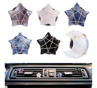 OLYCRAFT 6pcs Star Moon Natural Stone Car Air Vent Clips Gemstone Car Vent Clips with Copper Wire Quartz Crystals Vent Clip Air Clip for Cars Vent Accessory