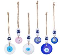 OLYCRAFT 6Pcs Turkish Blue Evil Eye Charms Glass Evil Eye Keychain Large Turkish Nazar Amulet Home Protection Charm Car Hanging Good Luck Charm for Jewelry Accessories Home Car Decor