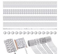 OLYCRAFT 7 Roll Bling Crystal Rhinestone Ribbon 28.8 Yard/26.2m Homecoming Mum Ribbon Sparkly Polyester Star Ribbons for DIY Party Christmas Crafts Wedding Dress Straps Sewing Clothes Accessory