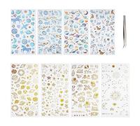 OLYCRAFT 8 Sheets 3D Planetary Stickers: Space Constellation, Unicorn, Cat & More - Self-Adhesive, Resin, Gttingen Craft, Decals for Calendar, Scrapbook, Journal, Phone & Craft Projects