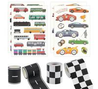 OLYCRAFT 80m Racing Car Theme Bulletin Board Border Set 36pcs Car Stickers Checkered Bulletin Board Borders Black Wall Border Road Stickers for Roads Birthday Race Theme Party Decoration