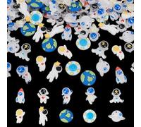 OLYCRAFT 84Pcs 10 Styles Flatback Space Charms Resin Flatback Cabochons Astronaut Rocket Cosmos Resin Cabochon DIY Craft Charms for Jewelry Making Phone Case Hair Clip Embellishments