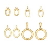 OLYCRAFT 8Pcs 4 Styles Oval Clasp Carabiner Real 18K Gold Plated Brass Spring Clasps Oval Pendant Clasp Durable Metal Connector Spring Oval Ring for Necklace Jewelry Bracelet Chain DIY Projects Making