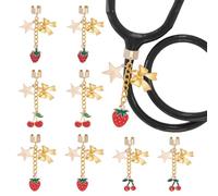 OLYCRAFT 8Pcs 4 Styles Strawberries Stethoscope Charms Cherries Stethoscope Charms Alloy Stethoscopes ID Name Tag Charm Bows Stars Stethoscopes Accessories for Doctor Nurse Assistant Decorations
