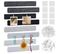 OLYCRAFT 8pcs Bulletin Board Strip Felt Pin Board Bar Strips with 50pcs Pushpins 8pcs Clip Pins 16pcs Tapes Cork Boards Alternative Felt Strip Self-Adhesive Felts Boards Strips for Office Home Decor
