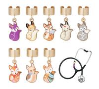 OLYCRAFT 8Pcs Fox Stethoscope Charms 27mm Stethoscopes Tag Alloy Fox Enamel Pendant ID Name Tag Charm Stethoscope Charms Stethoscopes Accessories for Doctor Nurse Medical Assistant
