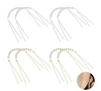 OLYCRAFT 8Pcs Pearl Shoe Straps High Heel Shoe Strap 33cm Brass Chain Shoelace Anti Loose Strap 8mm Bead Detachable Shoe Strap Anklet Decor for Holding Loose Heels Ankle Straps-Platinum Golden