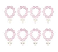 OLYCRAFT 8Pcs Rose Quartz Rosary Beads with Cross Pendant 10mm Natural Stone Rosary Beads with Cord Round Dyed Rosary Beads for Women Men Baptism First Communion Confirmation