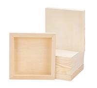 OLYCRAFT 8Pcs Wooden Picture Frame 151x151x20mm Square Craft Frames Set Natural Wood DIY Photo Frame Wood Canvas Panel Boards for Tabletop Display and Crafts DIY Painting Projects