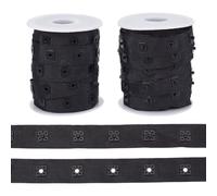 OLYCRAFT 9.1m 2 Rolls Black Sewing Snaps Tape with Square Press Buttons 17mm Wide Polyester Sewing Snap Button Tape Trim Snap with Press Button Replacement Ribbon for Lingerie Crotch Dancing Dress