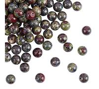 OLYCRAFT 94pcs 8mm Natural Dragon Blood Stone Beads Natural Jasper Bead Strands Round Loose Gemstone Beads Energy Stone for Bracelet Necklace Jewelry Making