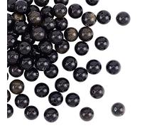 OLYCRAFT 98pcs 8mm Natural Obsidian Stone Beads Golden Xaga Bead Strands Round Loose Gemstone Beads Energy Stone for Bracelet Necklace Jewelry Making