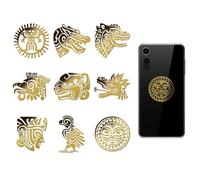 OLYCRAFT 9pcs 4x4cm Aztec Metal Stickers Tribe Metal Gold Stickers Self-Adhesive Picture Stickers Self Adhesive Gold Stickers Decorate Sticker for Scrapbooks Phone Water Bottle Decor