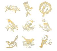 OLYCRAFT 9pcs 4x4cm Bird Pattern Stickers Bird Branch Flower Self Adhesive Gold Stickers Animal Theme Metal Gold Stickers for Scrapbooks DIY Resin Crafts Phone Water Bottle Decor