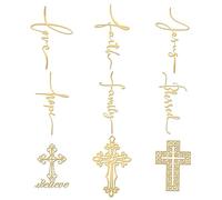 OLYCRAFT 9pcs 4x4cm Cross Stickers Christian Stickers Self Adhesive Gold Metal Stickers Believe Jesus Metal Stickers Energy Stickers for Scrapbooks DIY Crafts Phone Decoration