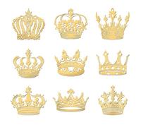 OLYCRAFT 9pcs 4x4cm Crown Pattern Metal Stickers - Self Adhesive Gold Stickers for Scrapbooks, DIY Resin Crafts, Phone & Water Bottle Decoration
