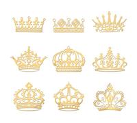 OLYCRAFT 9pcs 4x4cm Crown Pattern Metal Stickers Vintage Crown Self Adhesive Gold Stickers Fantasy Theme Metal Gold Stickers for Scrapbooks DIY Resin Crafts Phone Water Bottle Decor