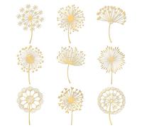 OLYCRAFT 9pcs 4x4cm Dandelion Pattern Metal Stickers Different Self Adhesive Gold Stickers Plant Ttheme Metal Gold Stickers for Scrapbooks DIY Resin Crafts Phone Water Bottle Decor