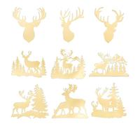 OLYCRAFT 9pcs 4x4cm Deer Pattern Metal Stickers Pine Forest Self Adhesive Gold Stickers Aniaml Theme Metal Gold Stickers for Scrapbooks DIY Resin Crafts Phone Decor