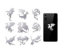 OLYCRAFT 9pcs 4x4cm Dragon Pattern Metal Stickers - Silver, Ideal for DIY Decorations, Resin Crafts, Scrapbooking & More