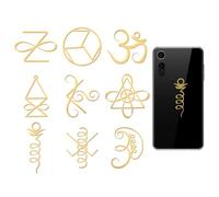 OLYCRAFT 9pcs 4x4cm Eastern Reiki Symbol Metal Stickers Energy Symbol Self Adhesive Gold Stickers Symbol Theme Metal Gold Stickers for Scrapbooks DIY Resin Crafts Phone Decor