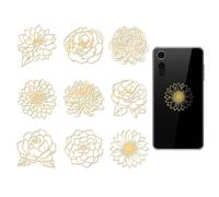 OLYCRAFT 9pcs 4x4cm Flower Stickers Golden Metal Sticker Self-Adhesive Decorative Decals Scrapbook Edge Metal Stickers Gold Patterned Decal for DIY Resin Crafts Phone Decoration