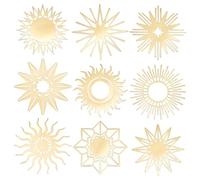 OLYCRAFT 9pcs 4x4cm Gold Metal Fantasy Stickers - Sun & Star Pattern - Glossy Finish - Indoor Use - DIY Scrapbook Stickers