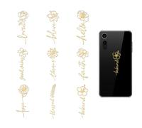 OLYCRAFT 9pcs 4x4cm Golden Metal Stickers Flowers Sticker Lily Rose Self Adhesive Sticker Blessings for DIY Scrapbooks Epoxy Resin Decoration