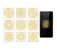 OLYCRAFT 9Pcs 4x4cm Golden Square Metal Stickers Oriental Traditional Self-Adhesive Decorative Decals Adhesive Picture Stickers Metal Decal Epoxy Sticker for DIY Scrapbooks Epoxy Resin Decor