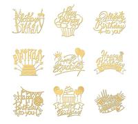 OLYCRAFT 9pcs 4x4cm Happy Birthday Stickers Word Pattern Sticker Happy Birthday to You Self Adhesive Gold Stickers Metal Gold Stickers for Scrapbooks DIY Resin Crafts Phone Water Bottle Decor