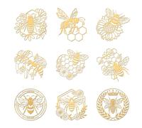 OLYCRAFT 9pcs 4x4cm Honeycomb Metal Stickers Bee Daisy Pattern Self Adhesive Gold Stickers Crown Sunflower Metal Gold Stickers for Scrapbooks DIY Resin Crafts Phone Water Bottle Decor