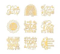 OLYCRAFT 9pcs 4x4cm Inspirational Text Metal Stickers Make Today Great Self Adhesive Gold Stickers Word Theme Metal Gold Stickers for Scrapbooks DIY Resin Crafts Phone Water Bottle Decor