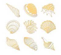 OLYCRAFT 9pcs 4x4cm Ocean Theme Stickers Sea Shell Stickers Self Adhesive Gold Metal Stickers Conch Metal Stickers for Scrapbooks DIY Crafts Phone Decoration
