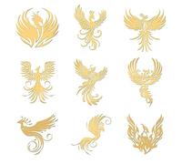 OLYCRAFT 9pcs 4x4cm Phoenix Theme Sticker Fire Phoenix Stamp Stickers Self Adhesive Gold Metal Sticker Fiery Metal Stickers for Scrapbooks DIY Crafts Phone Decoration