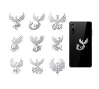 OLYCRAFT 9pcs 4x4cm Silver Phoenix Metal Stickers for DIY Scrapbooks, Resin Decoration