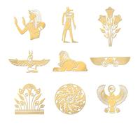 OLYCRAFT 9pcs 4x4cm Sphinx Pattern Metal Stickers - Eagle, Goddess of Justice, Gold - Egypt Theme - DIY Resin Crafts, Phone & Water Bottle Decor
