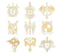 OLYCRAFT 9pcs 4x4cm Sword Shield Stickers Western Dragon Stickers Self Adhesive Gold Metal Stickers Dragon Sword Metal Stickers for Scrapbooks DIY Crafts Phone Decoration