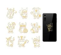 OLYCRAFT 9pcs 4x4cm Viking Dwarf Stickers Golden Metal Sticker Self-Adhesive Decorative Decals Scrapbook Edge Metal Stickers Gold Patterned Decal for DIY Resin Crafts Phone Decoration