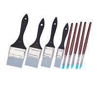 OLYCRAFT 9Pcs Black Silicone Paint Brush Set with Wooden Handle Color Shaper Tool Water Based Painting Brush Tool Shaping Modeling Wipe Out Tools for Sculpture Pottery-2.5/4/5/6.3cm