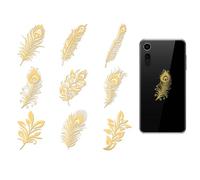 OLYCRAFT 9pcs Bronze Metal Stickers 4x4cm Feathers Gold Sticker Peacock Feather Self Adhesive Stickers Peacock Feather Metal Crafts Sticker for DIY Scrapbooking DIY Crafts Resin Decoration