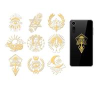 OLYCRAFT 9pcs Golden Metal Stickers 4x4cm Devil's Eye Gold Sticker Sun Moon Self Adhesive Stickers Tree of Life Metal Crafts Sticker Decorative Decals for DIY Scrapbooking Crafts Resin Decoration