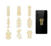OLYCRAFT 9pcs Golden Metal Stickers 4x4cm Eastern Energy Symbols Self Adhesive Stickers Amulets Gold Sticker Lucky Charms Metal Crafts Sticker for DIY Scrapbooking DIY Crafts Resin Decoration