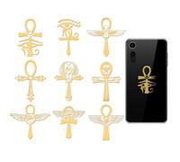 OLYCRAFT 9pcs Golden Metal Stickers 4x4cm Egyptian Pattern Gold Sticker Cross Eyed Self Adhesive Stickers Golden Ankh Egypt Crafts Sticker for DIY Scrapbooks Epoxy Resin Decoration