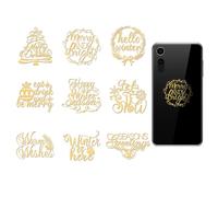 OLYCRAFT 9pcs Golden Metal Stickers 4x4cm Happy Winter Self-Adhesive Picture Sticker Merry Christmas Scrapbook Edge Metal Stickers Gold Merry Decal for DIY Scrapbooks Epoxy Resin Phone Decor